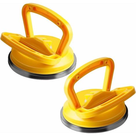 2 Pièces Ventouse Vitre Ventouse Carrelage Max.40kg Capacité 118mm Ventouses Vitrier Ventouse de Manutention pour Carrelage, Verre, Bois, Jaune (1/5)