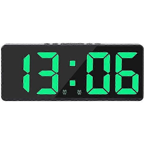 Réveil électronique numérique pour chambre avec affichage LED, mode nuit, horloge/montre décorative de bureau - Cadeau original avec lumière verte (1/5)