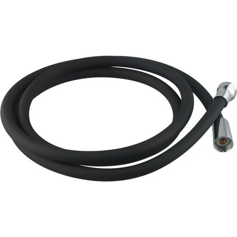Flexibler Latexschlauch, Duschoberseite, Silikon-Schlauchanschlüsse, SH-Kopf, Wasserhahn, Premium-Messing, G1/2, für dauerhaften Druck im Badezimmer, Schwarz, 2 m (1/5)