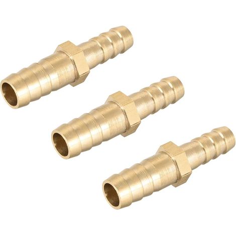 3 Pièce Raccords Cannelés en Laiton Droits de 10 mm à 8 mm, Raccord Réducteur Droit de Tuyau Connecteurs Barbelés pour Eau, Gaz, Huile, Carburant, Bateau, Tube de Trachée (1/5)
