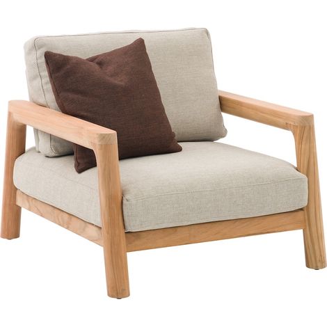 PROLOISIRS Fauteuil lounge - ECRINS - Aluminium / Teck - Rope ronde - Teck