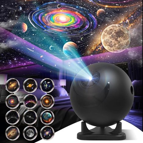 Projecteur Planétarium Galaxie Veilleuse Ciel Étoilé Lampe LED avec 12 Disques Images, Cadeau d'Anniversaire pour Enfants (1/5)