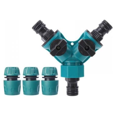 Raccord rapide tuyau d'arrosage en Y – 3 voies avec commutateurs rotatifs – Plastique ABS – 2 connecteurs inclus (1/4)