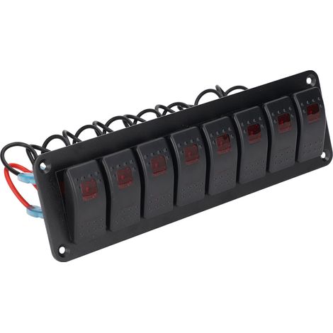 6-fach Wippschalter-Panel mit LED-Hintergrundbeleuchtung, wasserdichtem Schaltkreisschutz für Auto, Wohnmobil, Bus, Boot, ATV, UTV, Rot (1/5)