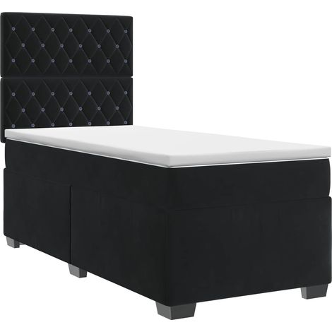 Boxspringbett mit Matratze Schwarz 100 x 200 cm Samt vidaXL (1/5)