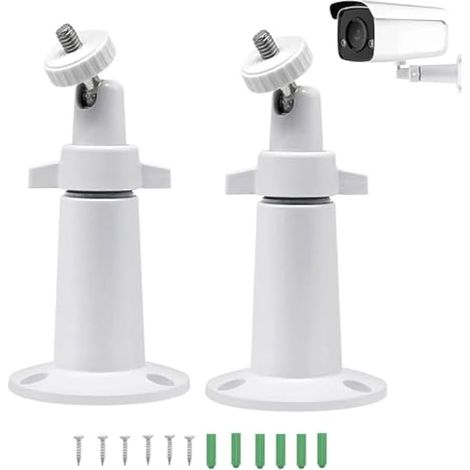 Lot de 2 Supports muraux pour caméra d'extérieur, pour intérieur/extérieur, système de caméra et Pro, réglable à 360°, Blanc (1/5)
