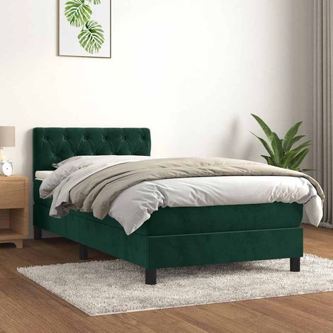 Sommier à lattes de lit avec matelas Vert foncé 90x200 cm