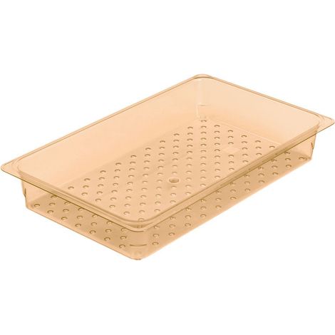 Bac égouttoir GN 1/1 - Haute t° - 32.5 x 53 x 7.6 cm - Ambre - Lot de 6 - Cambro