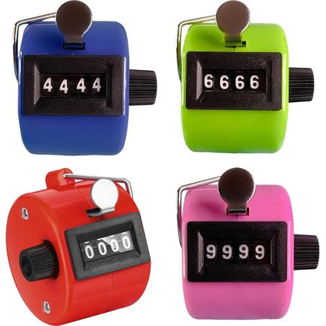 4 Pcs Compteurs Manuels,Compteur À Cliquer 4 Chiffres Compteurs Manuels,Compteur À Main avec Anneau De Doigt,Compte Jusqu'À 9999, Compteur à Cliquer pour Golf, Comptage, Tricot, etc. (1/5)