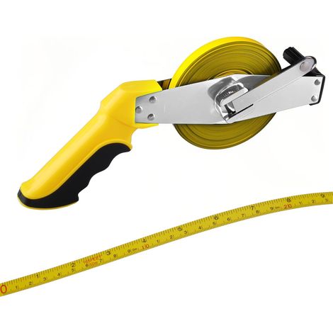 Mètre ruban enroulable de 50 m en acier - Outil de mesure orienté précision - Long mètre ruban avec poignée - Outil de mesure pour artisans et amateurs (1/5)