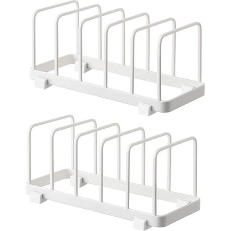 Escurreplatos vertical, organizador de platos, escurreplatos de metal antideslizante para cajones de cocina (blanco, paquete de 2)