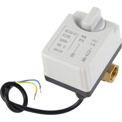 Vanne à bille motorisée électrique 2 voies normalement ouverte, manuelle/automatique DN15 AC220V