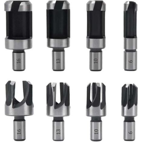 8 Pièces Fraise à Bouchonner Bois, Mèche à Bouchon Bois 6 mm/10 mm/13 mm/16 mm (1/5)