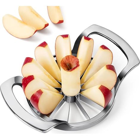 Coupe Pomme 12 cm, Decoupe Pomme 12 Lames, Coupe Pomme En Quartier Acier Inoxydable Système de Lames Amélioré, trancheuse de pomme