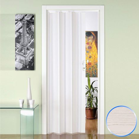 Porte pliante accordéon intérieur en pvc 88,5x214 cm mod. Luciana couleur pin blanc
