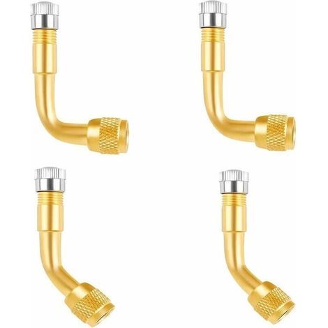 Kit de 4 adaptadores profesionales de extensión de válvula de neumático, extensión de vástago de válvula de neumático, extensor de codo para válvula de neumático, para coche, camión, motocicleta y bic (1/5)