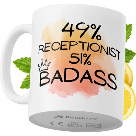 Lustige Kaffeetasse mit witzigem Textdesign für Rezeptionistinnen – ideal für Geburtstage, Namenstage, Feiertage und besondere Anlässe. Hochwertige Tasse für Büro, Homeoffice und Arbeit. Farbe: Weiß, 