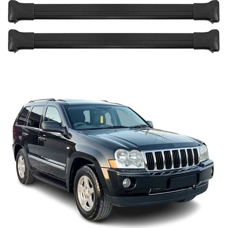 OMAC Aluminium Dachträger Querträger für Jeep Grand Cherokee WK 2005-2010 – Max. 75 kg – 2 Stangen Schwarz (1/5)