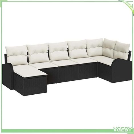 Canapé de jardin modulable - FAFEICY - 3346127 - Noir - Poly rotin - 7 places (1/5)