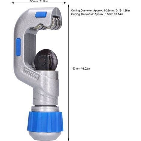 Tube Coupeur - Roulement à Billes - Pour Tubes en Cuivre Acier Inoxydable Aluminium Fer - Diamètre 4 à 32 mm - 1 Pièce (1/5)
