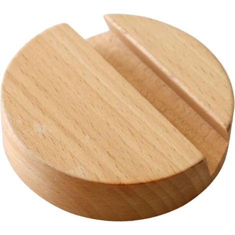 Support de Téléphone Portable en Bois Hêtre Multifonctionnel Base Ronde Épaisse 3,15 X 3,15 X 0,79 CM Support Bureau pour Smartphone Usage Quotidien (1/5)