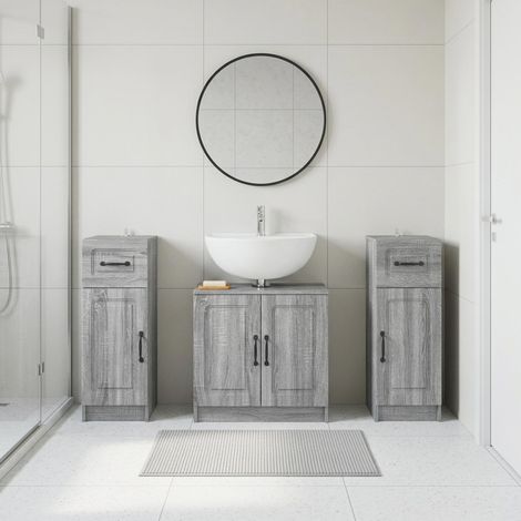 vidaXL 3 Piece Bathroom Cabinet Set UTRECHT Grey Sonoma (1/5)