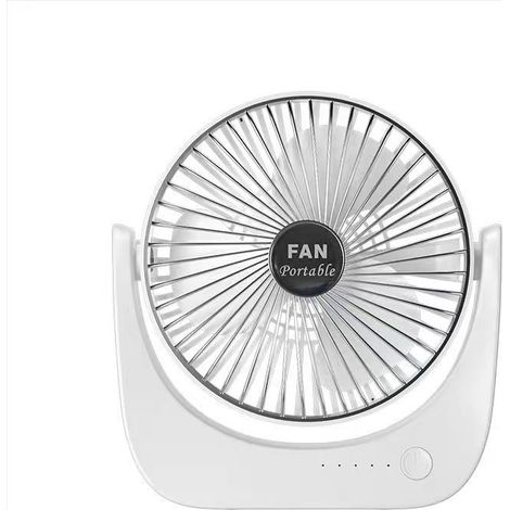 Ventilador de escritorio USB recargable, mini ventilador eléctrico portátil silencioso en forma de U de 15 cm (6 pulgadas), color plata brillante, ideal para uso en exteriores y en el hogar.