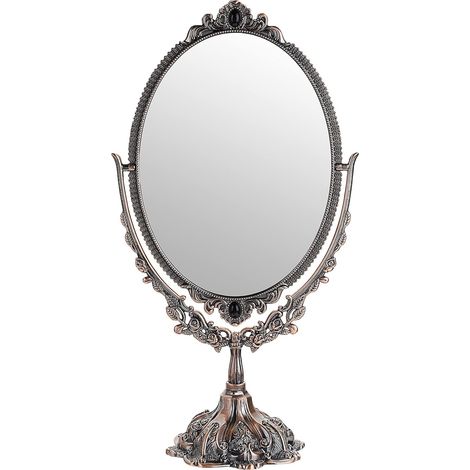 Miroir Vintage Miroir décoratif Photographie cuivre Rouge et Double-Face Miroir pour Table, Dressing, de Maquillage (Grand, Ovale) (1/5)