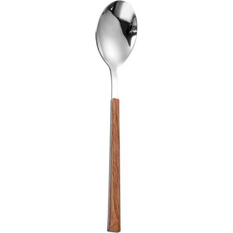 Couteau Fourchette Cuillère En Acier Inoxydable - Poignée Bois Grains Carrée - Service De Table Occidentale - 7 Pièces