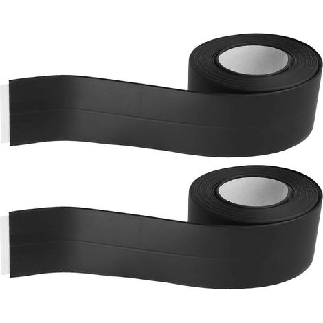 Lot de 2 bandes de calfeutrage noires auto-adhésives pour les bords d'évier de salle de bain, de cuisine et de baignoire (1/5)