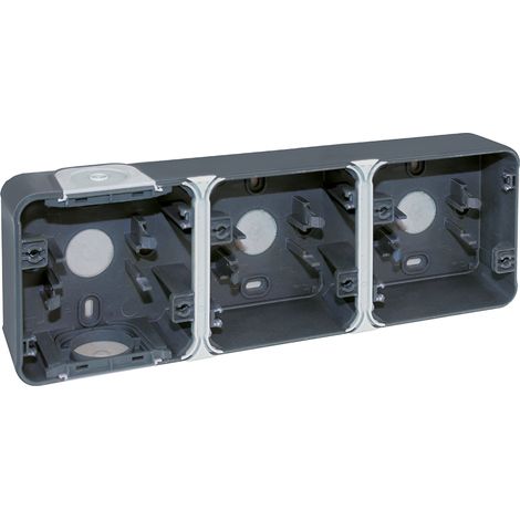 Boite étanche 3 poste horizontale en saillie - IP55 - OXXO Couleur Gris