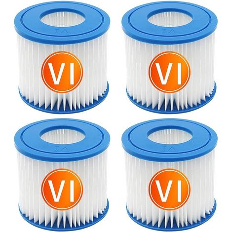 4pcs Filtres de Cartouche de Spa pour Best-Way, Cartouche de Filtre de Rechange Taille VI Compatible avec Lay-Z-Spa, Miami, Vegas, Palm Springs, Paris Monaco