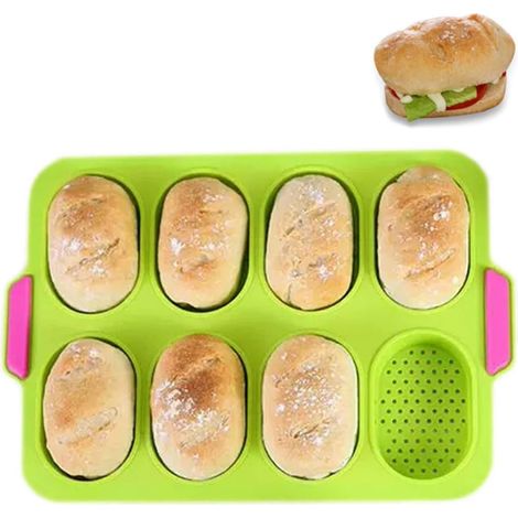 Moule À Baguette En Silicone - 8 Emplacements - Résistant À La Chaleur Jusqu'à 230 °C - Pour Four Micro-ondes Et Congélateur - Gris (1/5)