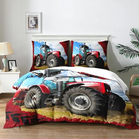 Bettwäsche-Set Traktor 140x200cm Mikrofaser mit 2 Kissenbezügen 65x65cm