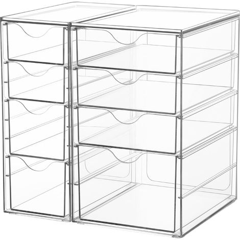 Organisateur de bureau avec 8 tiroirs, organiseur de bureau transparent, organisateur de bureau pour bureau, artisanat, maquillage, stylos (1/5)