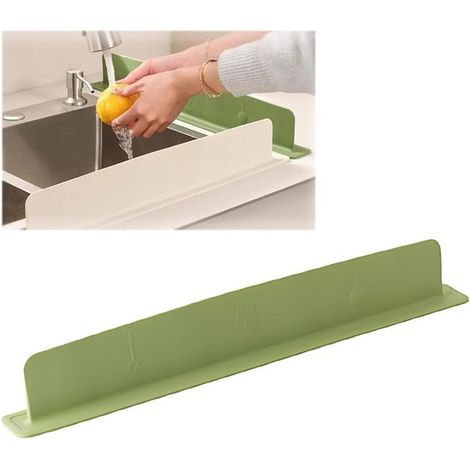 Protector antisalpicaduras de silicona para fregadero de 19,6 pulgadas，protector antisalpicaduras de silicona para cocina，silicona，verde (1/5)