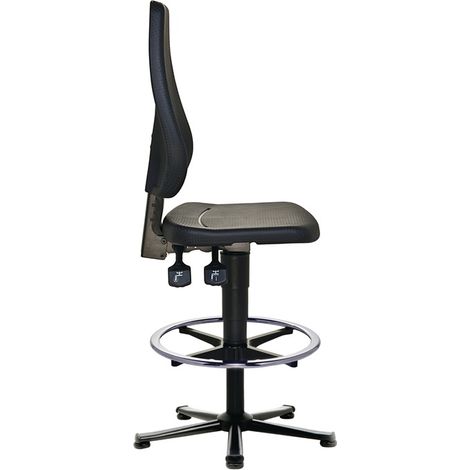 TECWERK Arbeitsdrehstuhl Bodengleiter + FußringIntegralschaum schwarz 580-850 mm