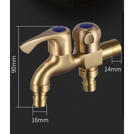 Séparateur de tuyau d'eau 2 voies, adaptateur de robinet de sortie double, séparateur de tuyau, séparateur de robinet de machine à laver, valve de séparateur de tuyau de jardin (1/5)