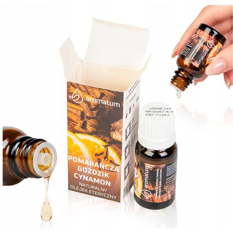 Aceite natural para aromaterapia de naranja, canela y clavo, 12 ml.