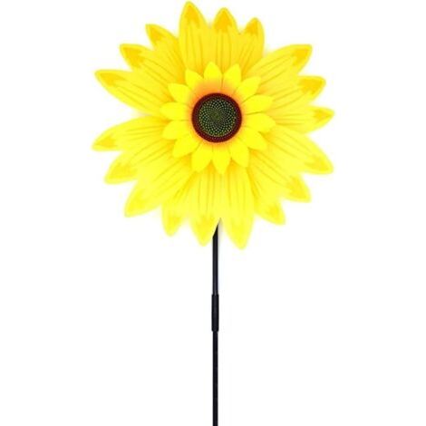 Moulins à vent de tournesol de 14 pouces Spinners à vent Garden Party Moulin à vent de moulin à vent Convient pour le jardin, la fête, l'extérieur, la cour, la décoration, jaune