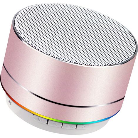 Enceinte Portable Sans Fil - Bluetooth - Haut-Parleur Mini avec Micro Intégré - Lecteur Carte TF - FM - Lumières LED - 45 mm - 4 h Autonomie - Pour Maison et Voyage