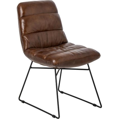 Chaise Design en Cuir "Austin" 83cm Marron (1/5)