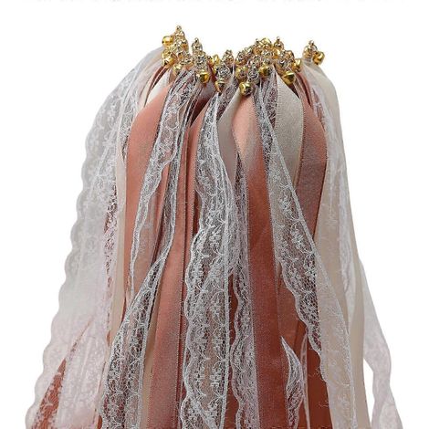 (Ruban de dentelle couleur café) 20 baguettes de ruban satiné pour décoration murale de mariage, parfaites pour les cérémonies de mariage, les cadeaux d'invités, les anniversaires et les fêtes. (1/5)