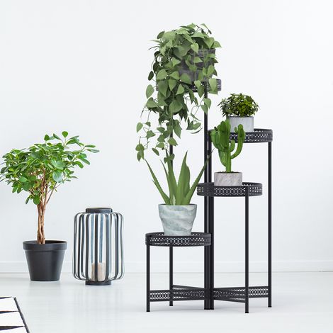 UNHO Soporte para Plantas de Metal Plegable Estanteria Escalera Macetas Decorativas Interior Exterior, 53 x 90 cm (1/5)