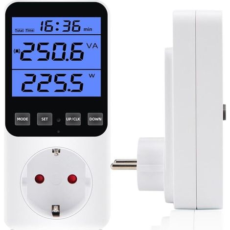 Electricity Meter for Socket, 14 Modes with LCD Display, Power Meter for Socket, Energy Consumption Meter, Standby Consumption Measurement, Mini Electricity Meter