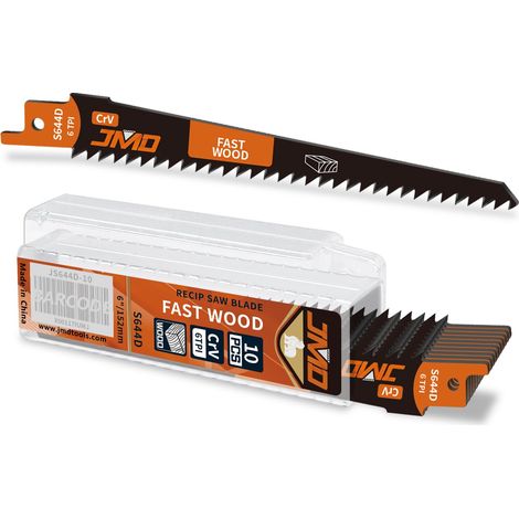 10 Pieces S644D Reciprocating Saw Blades for Wood HCS 152mm 6TPI Alternative Saw Blades (1/5)