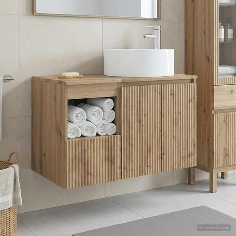 vidaXL Juego de muebles de baño 2 uds. Roble artisan (1/5)