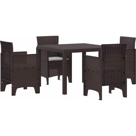 Ensemble de salle à manger pour jardin 5 pcs,Salon de jardin Marron Rattan Polt CFW19210 (1/5)