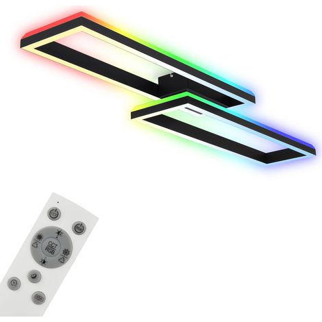 Plafonnier RGB, Backlight Plafonnier LED, Variable, Température de couleur réglable, LED Frame RGB, Télécommande, Noir (1/5)