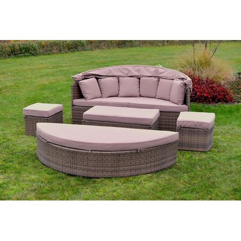 Riva Relaxinsel Ø 180cm natur Aluminium/Kunststoffgeflecht